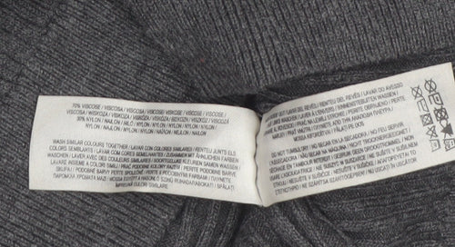 Primark Women Grey Roll Neck Ribbed Knit Jumper Size S