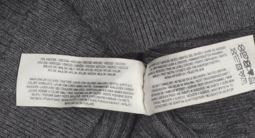 Primark Women Grey Roll Neck Ribbed Knit Jumper Size S