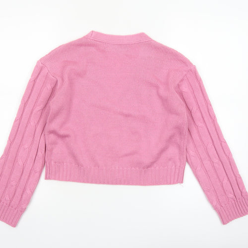 Primark Women Pink Cable-Knit Button Cardigan XS Acrylic