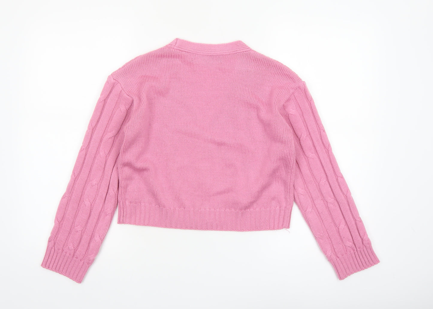 Primark Women Pink Cable-Knit Button Cardigan XS Acrylic