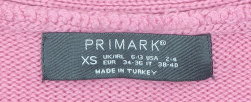 Primark Women Pink Cable-Knit Button Cardigan XS Acrylic