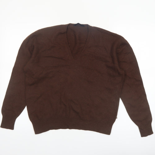 Zara Women Brown Wool Blend V-Neck Jumper Size L