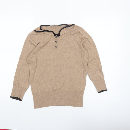 Wallis Women’s Beige Wool Blend Henley Jumper Size 10