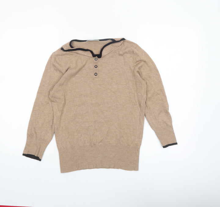 Wallis Women’s Beige Wool Blend Henley Jumper Size 10