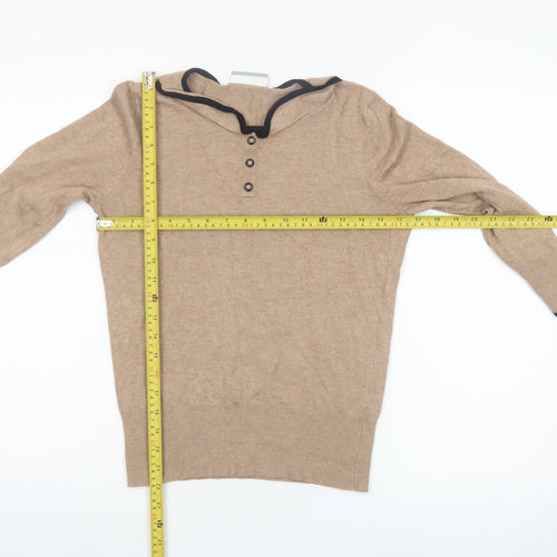 Wallis Women’s Beige Wool Blend Henley Jumper Size 10