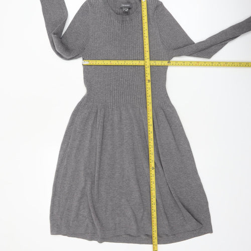 Primark Women Grey Ribbed Knit Jumper Dress Size 10-12