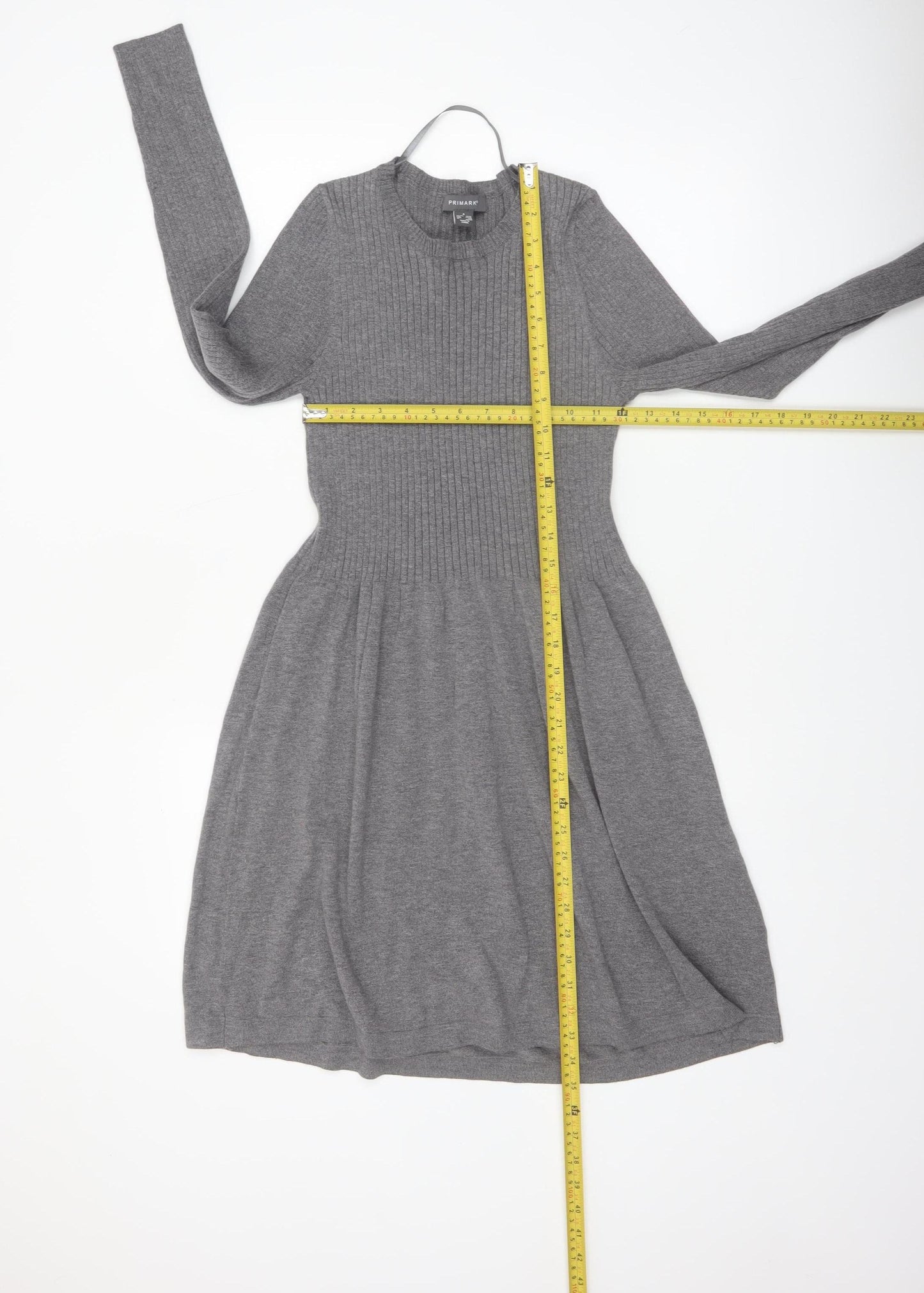 Primark Women Grey Ribbed Knit Jumper Dress Size 10-12