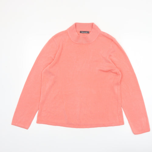 Bonmarché Women's Coral Pink Acrylic Roll Neck Jumper Size M