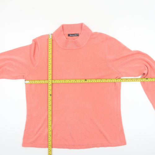 Bonmarché Women's Coral Pink Acrylic Roll Neck Jumper Size M
