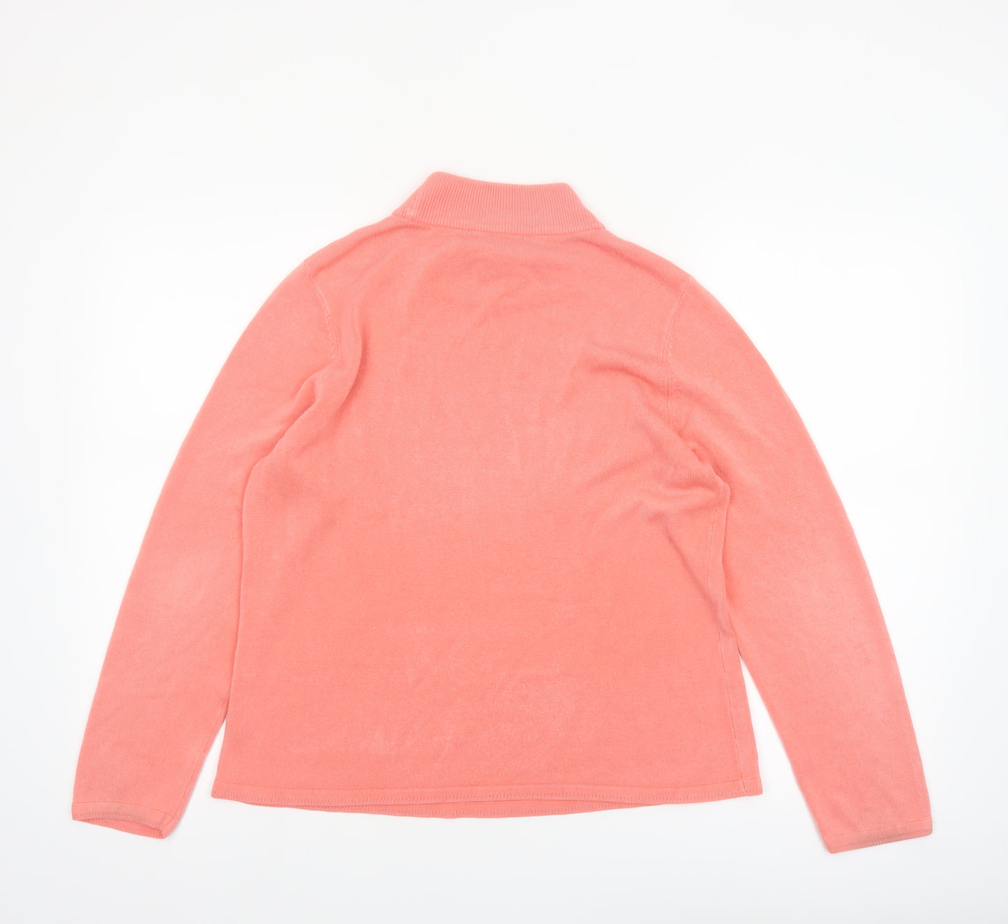 Bonmarché Women's Coral Pink Acrylic Roll Neck Jumper Size M