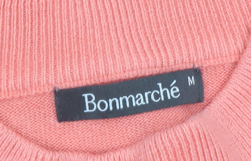 Bonmarché Women's Coral Pink Acrylic Roll Neck Jumper Size M