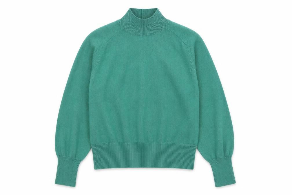 Front view of Next Women's Green Mock Neck Wool Blend jumper, size 12