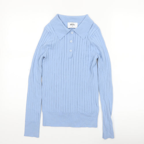 Primark Women’s Blue Collared Henley Knit Jumper Size S