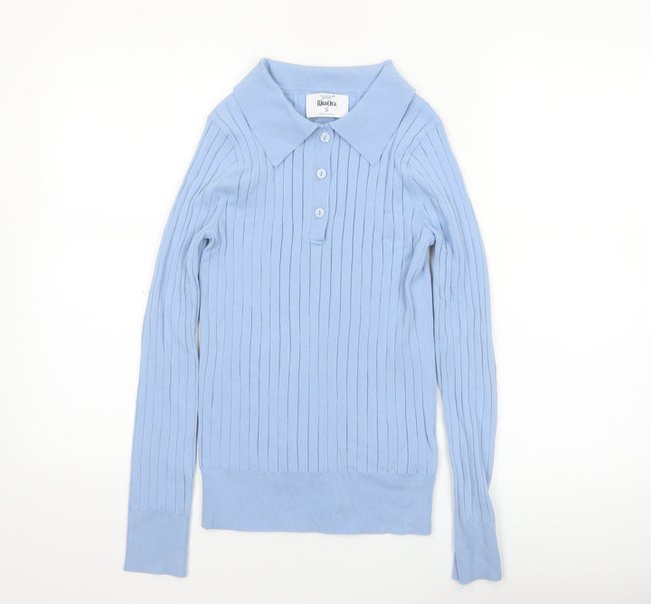 Primark Women’s Blue Collared Henley Knit Jumper Size S