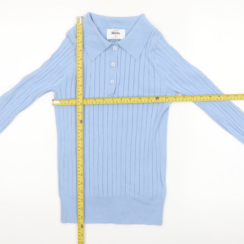 Primark Women’s Blue Collared Henley Knit Jumper Size S