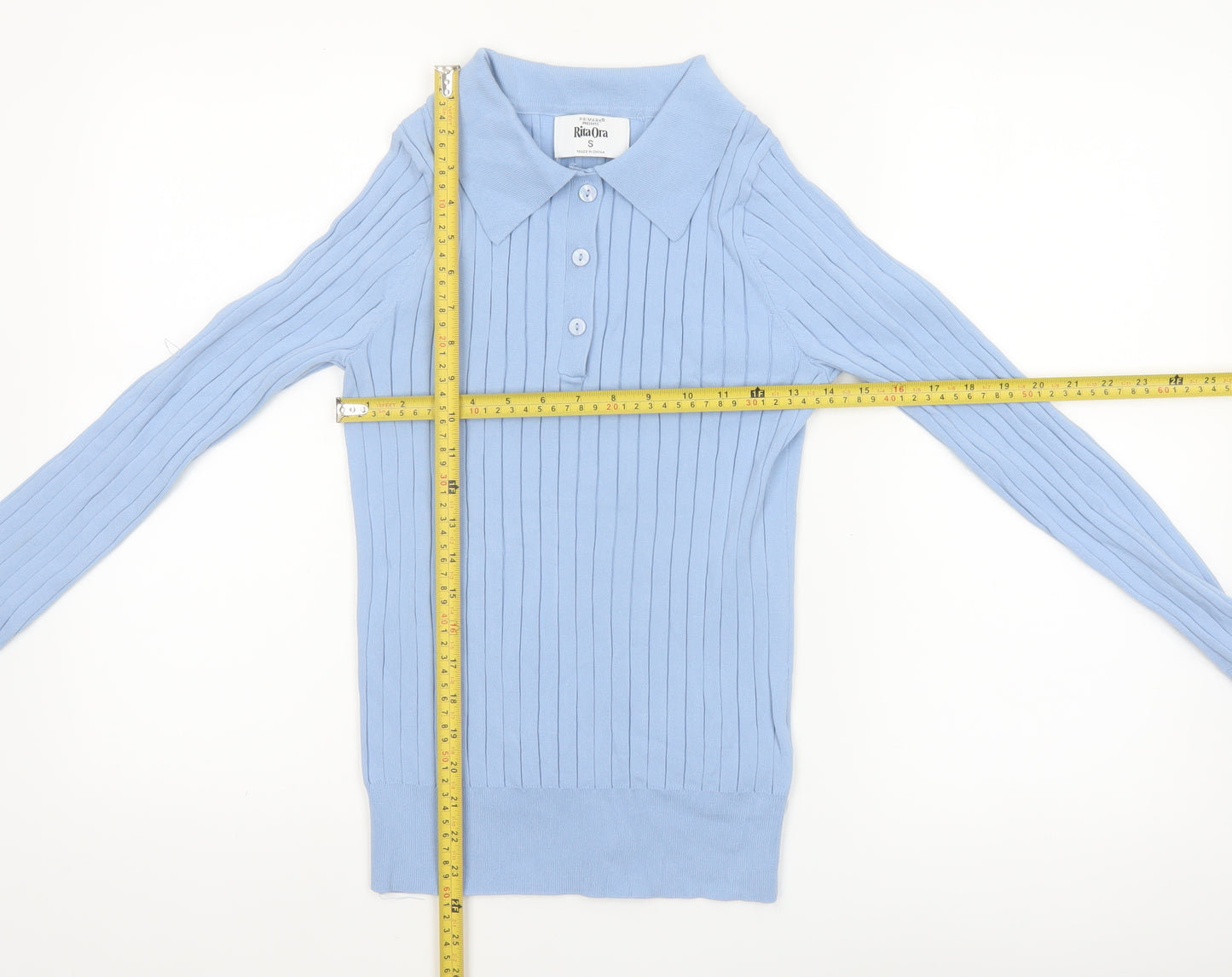 Primark Women’s Blue Collared Henley Knit Jumper Size S