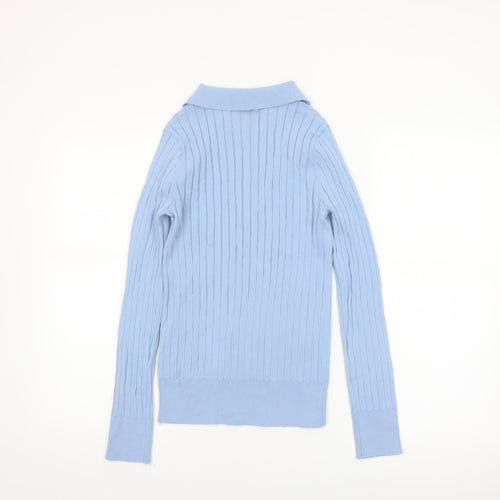 Primark Women’s Blue Collared Henley Knit Jumper Size S