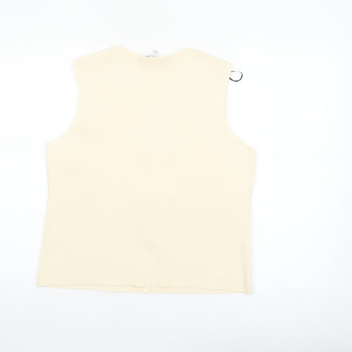 Marks and Spencer Women's Beige Sleeveless Knit Button Blouse Size M