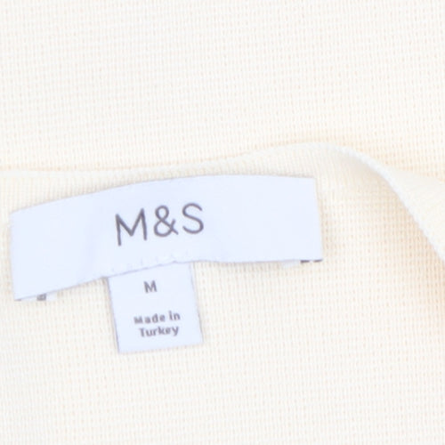 Marks and Spencer Women's Beige Sleeveless Knit Button Blouse Size M