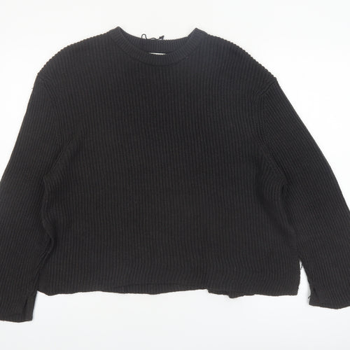 Pull&Bear Women’s Black Chunky Knit Pullover Jumper Size S