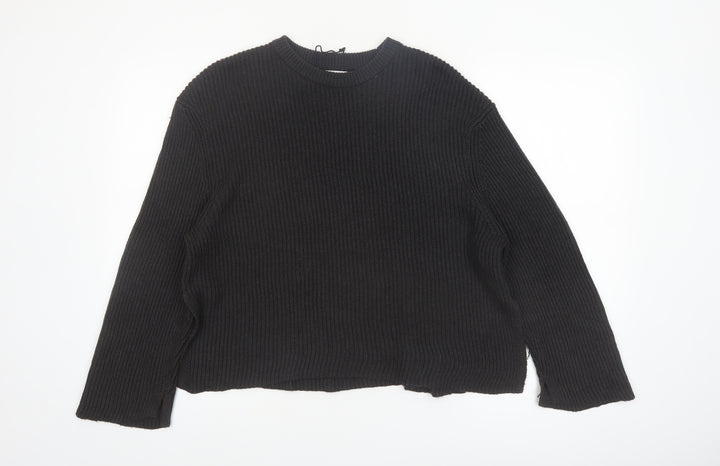Pull&Bear Women’s Black Chunky Knit Pullover Jumper Size S