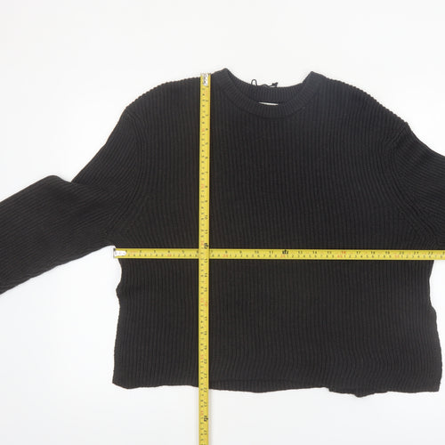 Pull&Bear Women’s Black Chunky Knit Pullover Jumper Size S
