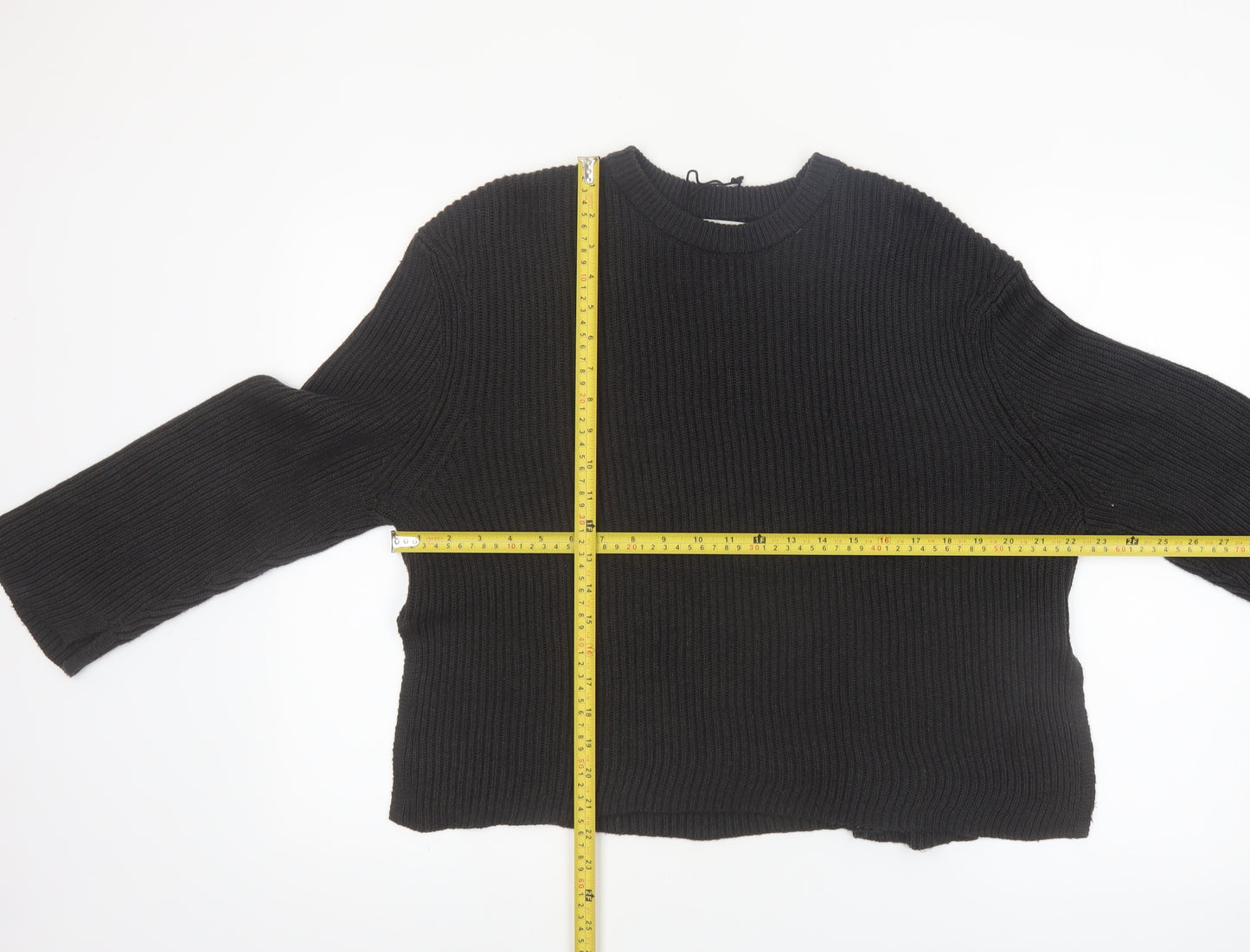 Pull&Bear Women’s Black Chunky Knit Pullover Jumper Size S
