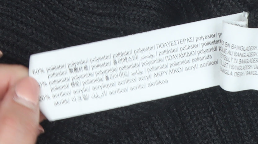 Pull&Bear Women’s Black Chunky Knit Pullover Jumper Size S