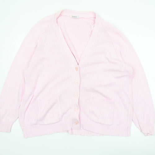 Damart Women’s Pink Cotton V-Neck Cardigan XL