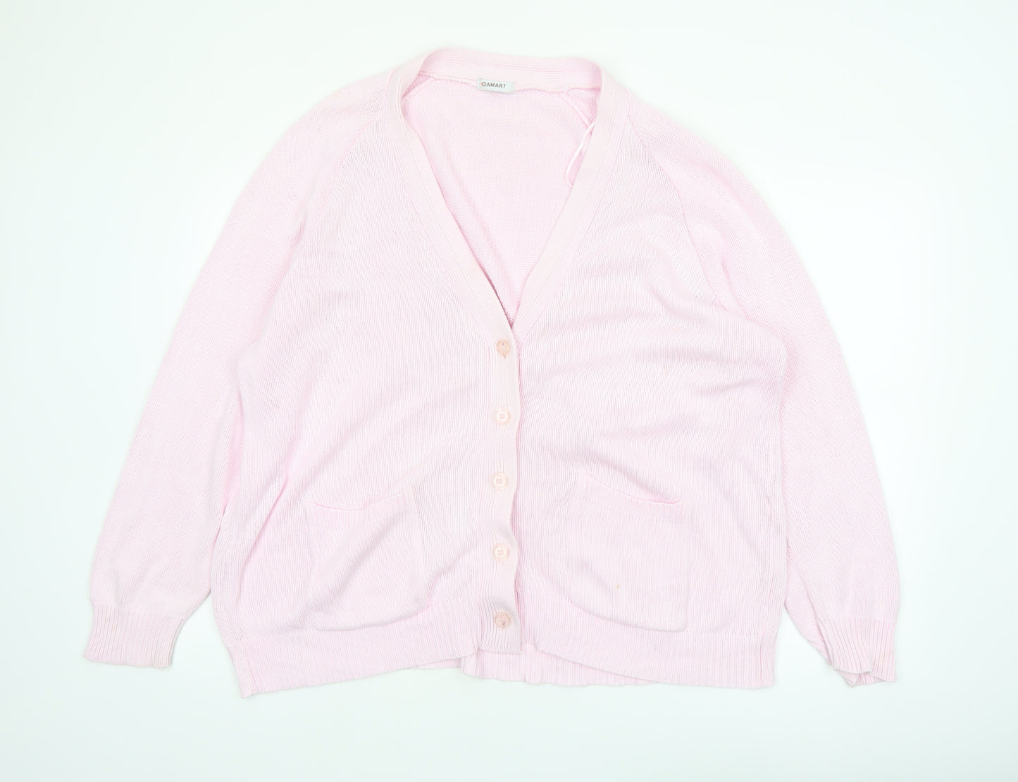 Damart Women’s Pink Cotton V-Neck Cardigan XL
