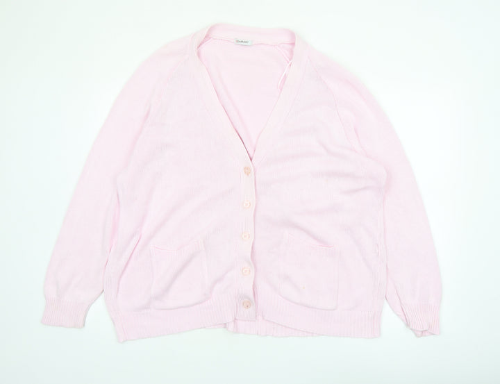 Damart Women’s Pink Cotton V-Neck Cardigan XL