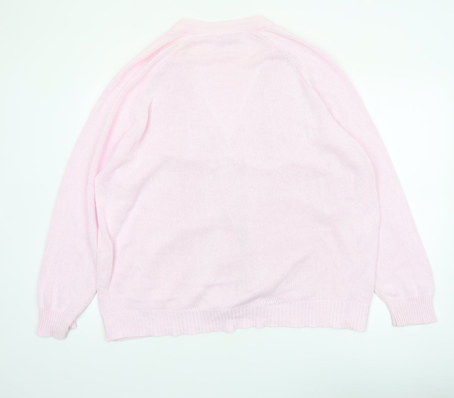 Damart Women’s Pink Cotton V-Neck Cardigan XL