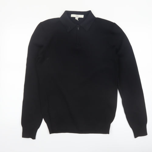 River Island Men’s Black Collared Half Zip Jumper Size M
