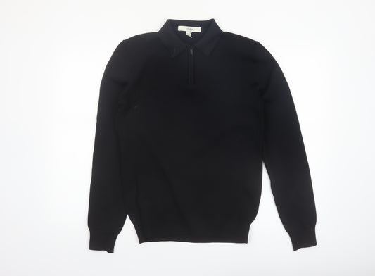 River Island Men’s Black Collared Half Zip Jumper Size M