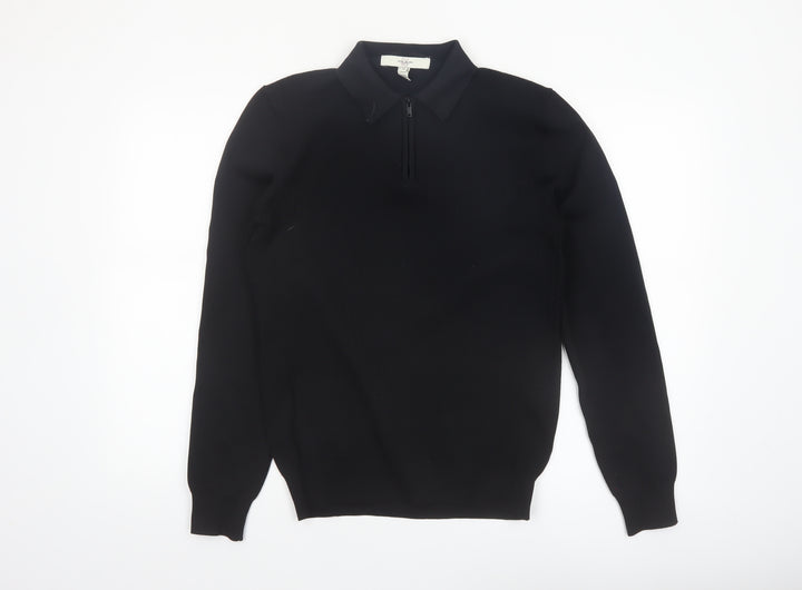River Island Men’s Black Collared Half Zip Jumper Size M