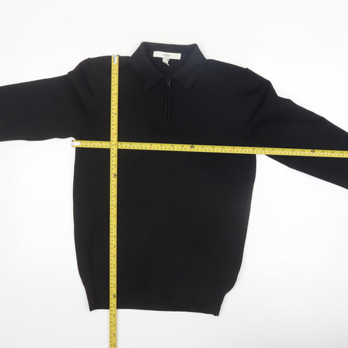 River Island Men’s Black Collared Half Zip Jumper Size M