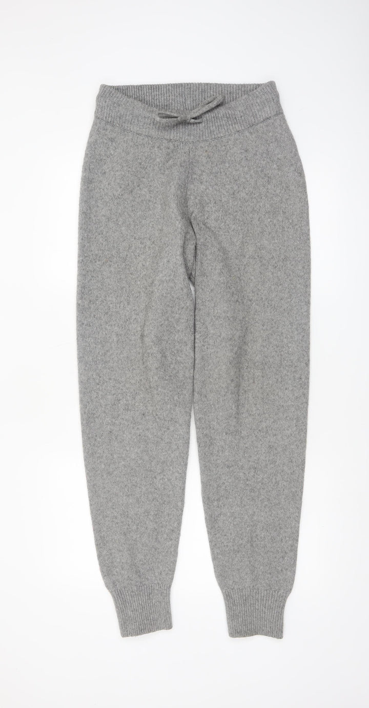 H&M Women’s Grey Knit Jogger Trousers Size S Wool Blend