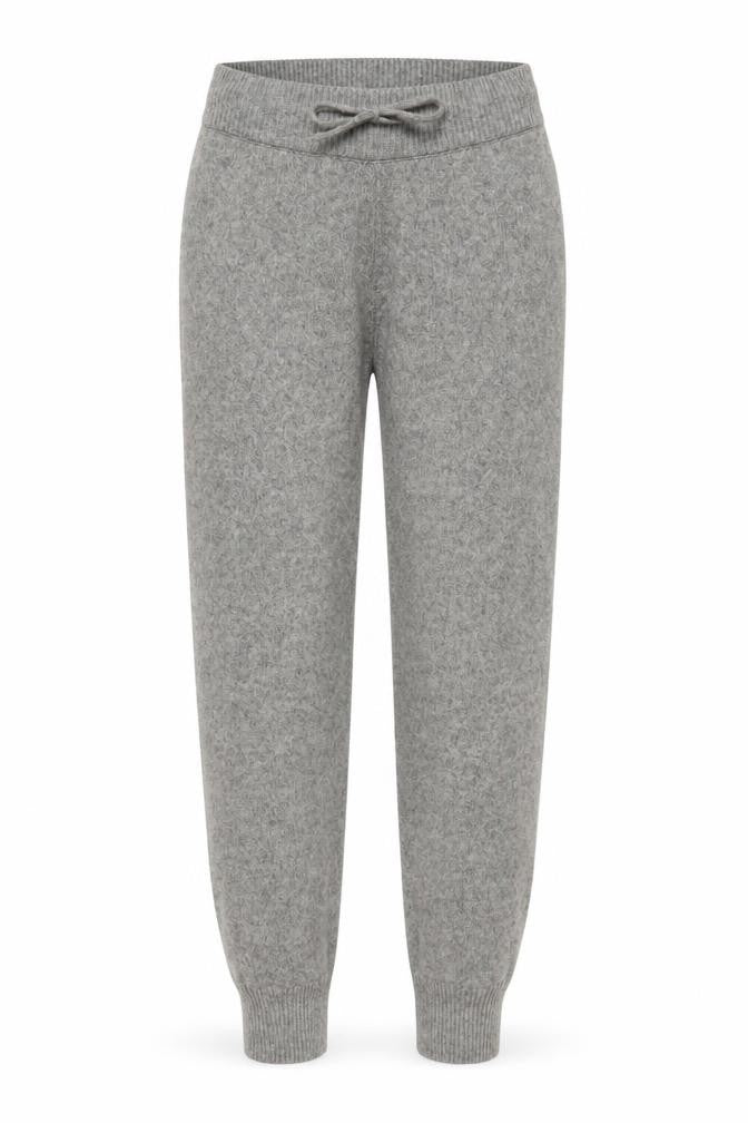 Front view of H&M Women’s Grey Knit Jogger Trousers, size S, Wool Blend