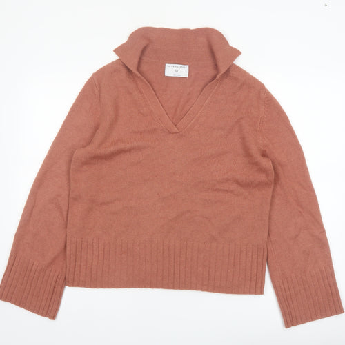 Primark Women Brown V-Neck Knit Jumper Size M Long Sleeve
