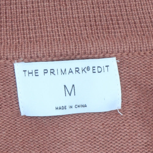 Primark Women Brown V-Neck Knit Jumper Size M Long Sleeve