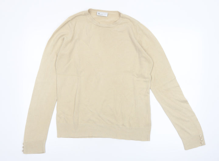 BH Women Beige Size 14 Crew Neck Long Sleeve Pullover Jumper