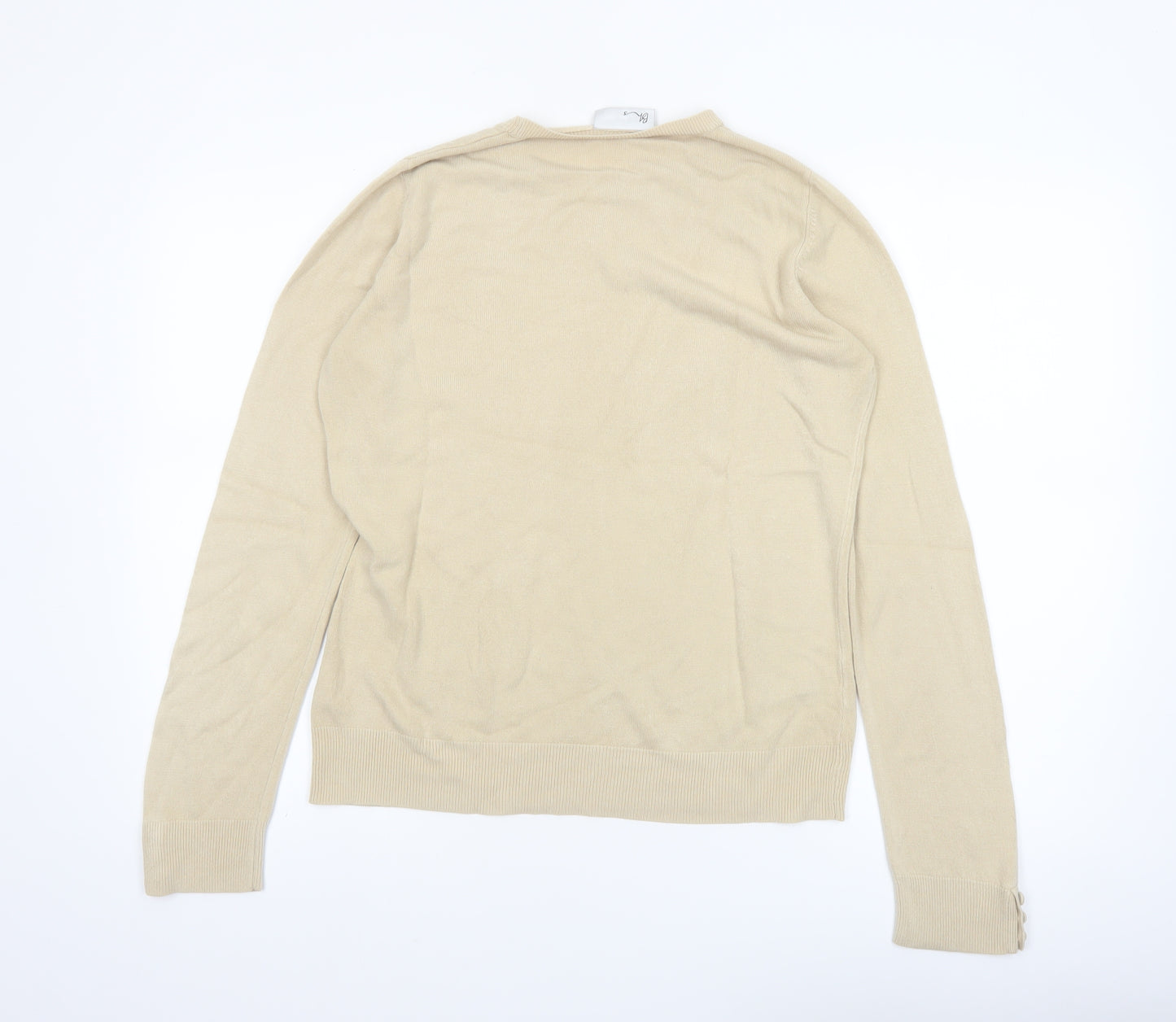 BH Women Beige Size 14 Crew Neck Long Sleeve Pullover Jumper
