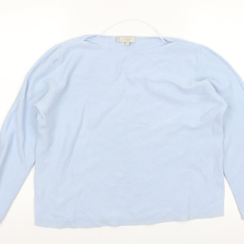 Hobbs Women's Blue Cotton Crew Neck Long Sleeve Jumper Size M