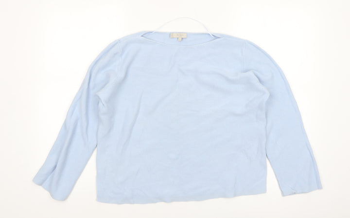 Hobbs Women's Blue Cotton Crew Neck Long Sleeve Jumper Size M