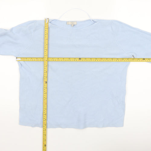 Hobbs Women's Blue Cotton Crew Neck Long Sleeve Jumper Size M