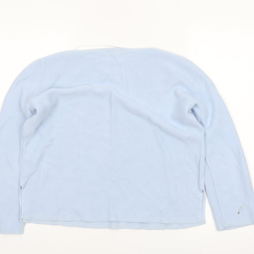 Hobbs Women's Blue Cotton Crew Neck Long Sleeve Jumper Size M