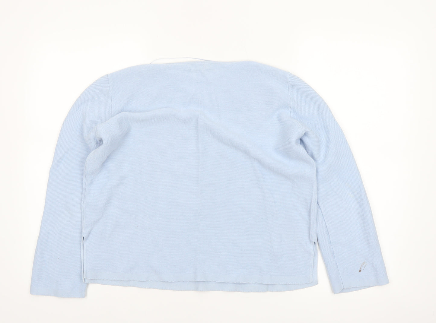 Hobbs Women's Blue Cotton Crew Neck Long Sleeve Jumper Size M