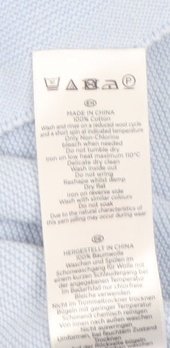 Hobbs Women's Blue Cotton Crew Neck Long Sleeve Jumper Size M