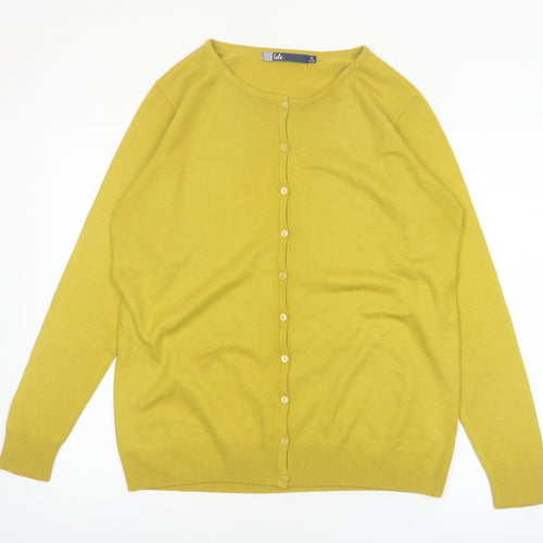 Isle Womens Yellow Acrylic Button-Up Cardigan Size M 14-16