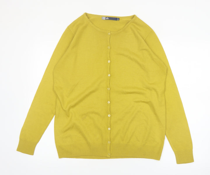 Isle Womens Yellow Acrylic Button-Up Cardigan Size M 14-16